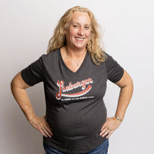 Load image into Gallery viewer, #2026 - Ladies LIMBURGER T Dark Grey Heather V-Neck

